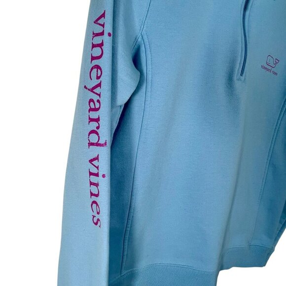 Vineyard Vines Cotton Blend Blue Quarter-Zip Pullover Whale Sweatshirt Womens M - Picture 3 of 12